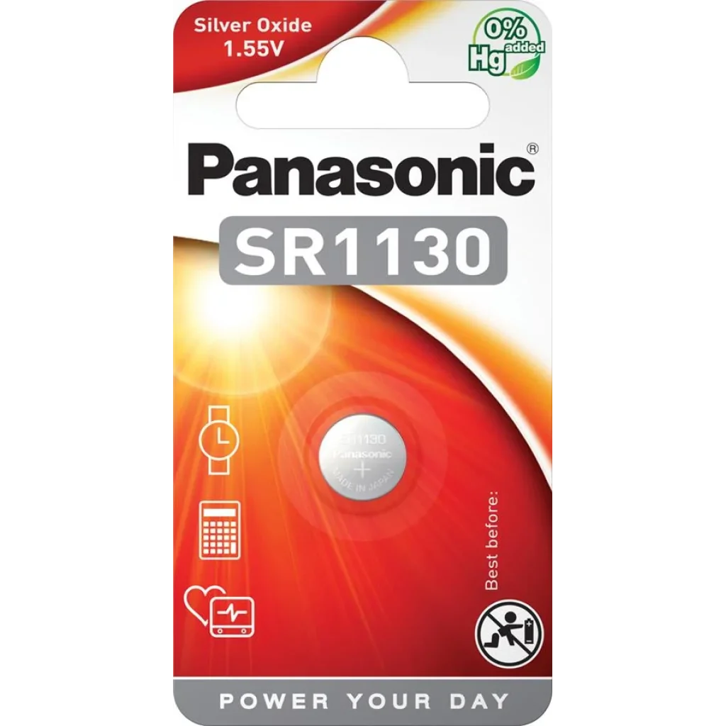 Батарейка Panasonic срібло-цинкова SR1130(390, V390, D390,SB-AU, SR54) блістер, 1 шт., SR-1130EL/1B UA